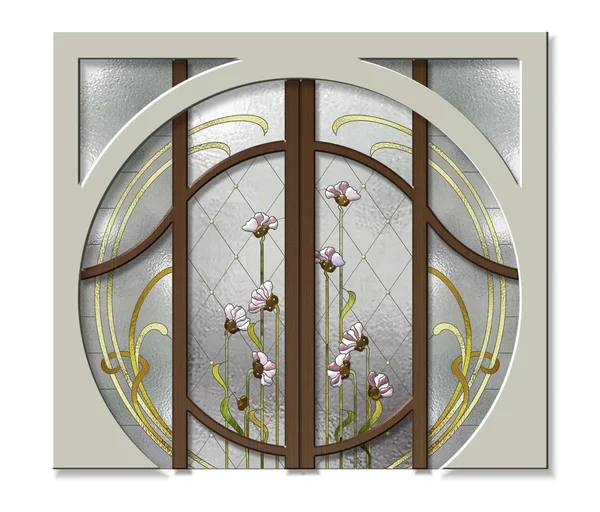 Dveře do mozaikové okno — Stock fotografie