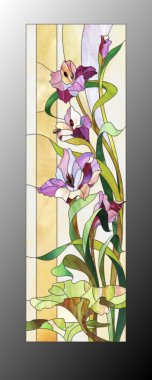 Kılıç çiçeği desenle vitray