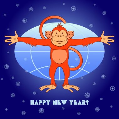 Kırmızı Monkey dünyayı kucaklamak istiyor