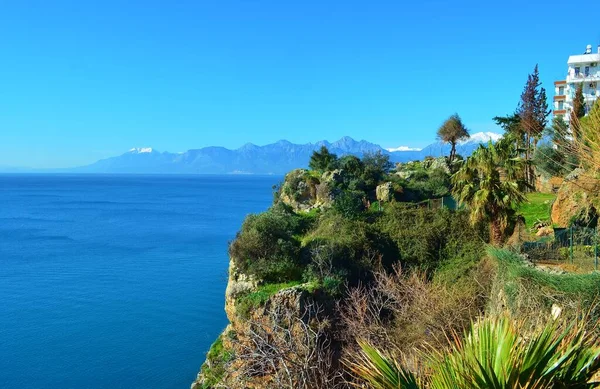 Vista Mar Mediterrâneo Passeio Marítimo Antalya Turquia — Fotografia de Stock