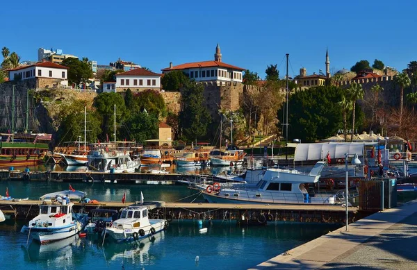 Vista Kaleici Antigo Porto Antalya Turquia — Fotografia de Stock