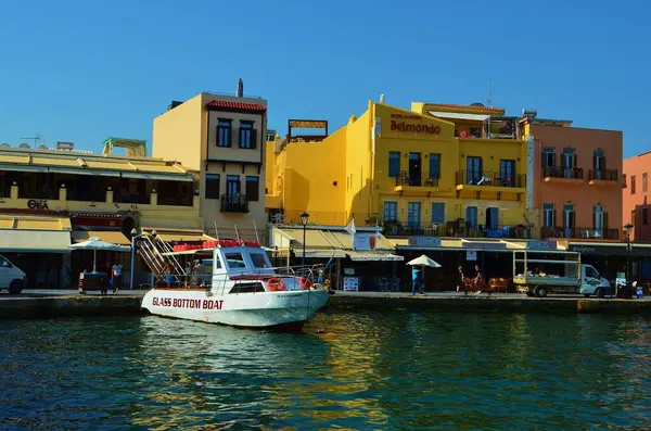 Kikötő Chania Óvárosában Krétán Görögországban — Stock Fotó