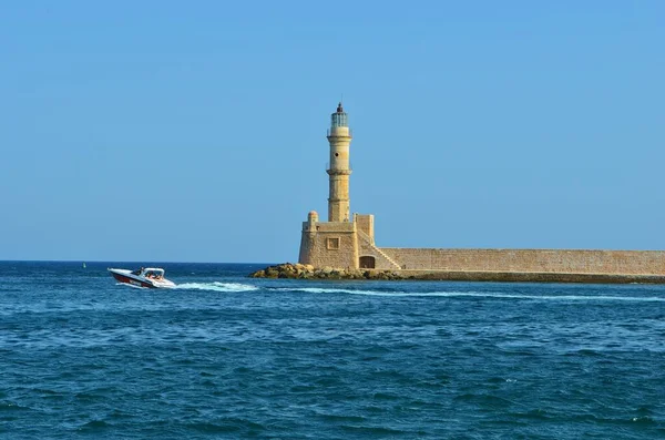 Lighthouse Old Town Chania Crete Island Greece — Stock Photo, Image