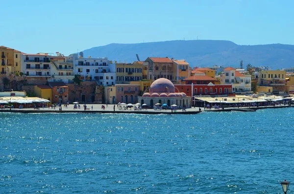 Vista Dique Cidade Velha Chania Ilha Creta Grécia — Fotografia de Stock