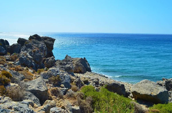 Vista Para Mar Mediterrâneo Costa Sul Creta Grécia — Fotografia de Stock
