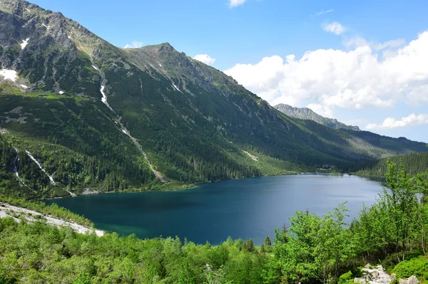 Belo Morskie Oko Também Chamado Eye Sea Cercado Pelas Montanhas — Fotografia de Stock