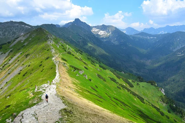 Ridgeway Monte Kasprov Vrch Longo Fronteira Polonês Eslovaco Uns Caminhantes Imagens Royalty-Free