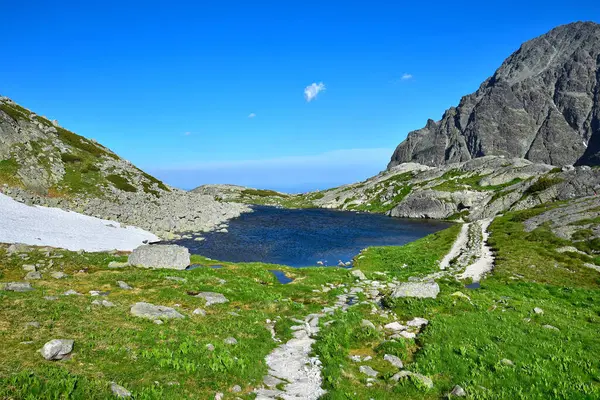 Hegyi Starolesnianske Pleso Csúcson Kanyon Velka Studena Dolina Magas Tátrában — Stock Fotó