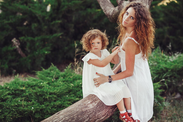 Family walks on nature
