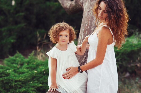 Family walks on nature