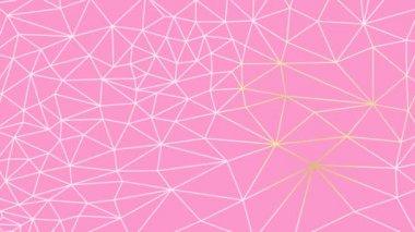 Üçgenlerden hareketli soyut altın geometrik arkaplan. Pembe arkaplanda düz vektör çizimi.