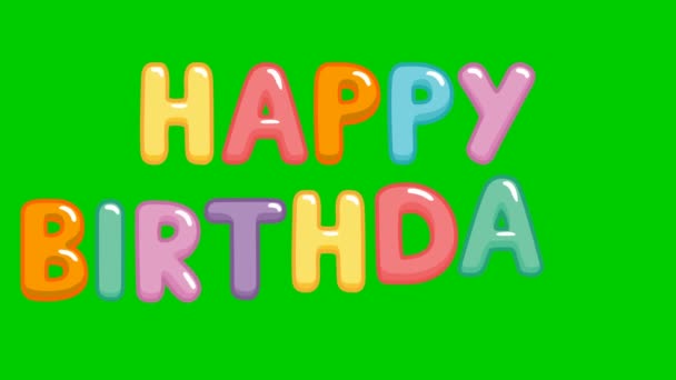 Texto Animado Feliz Cumpleaños Inscripción Letras Color Ilustración Vectorial Aislada — Vídeos de Stock