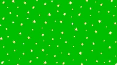 Animasyon yıldızları parlar. Vektör illüstrasyonu yeşil arkaplanda izole edildi.