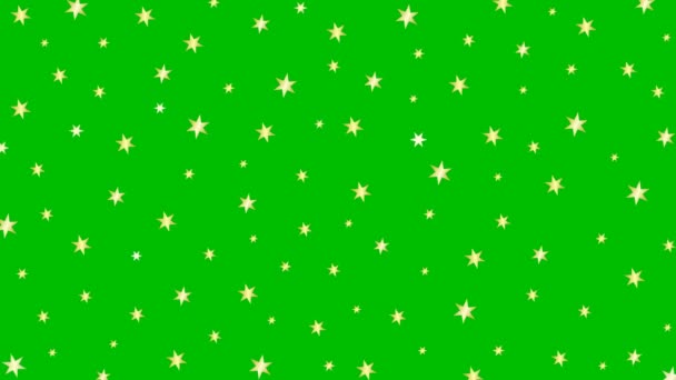 Stelle Oro Animate Brillano Illustrazione Vettoriale Isolata Sullo Sfondo Verde — Video Stock