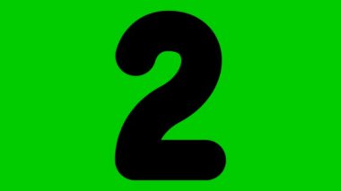Komik çocuklar siyah numaralar. Birden ona kadar say. Numaralar sırayla görünür ve kaybolur. Vektör illüstrasyonu yeşil arkaplanda izole edildi. 