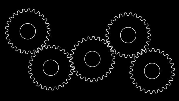 Ligne Animée Engrenages Blancs Spin Illustration Vectorielle Isolée Sur Fond — Video