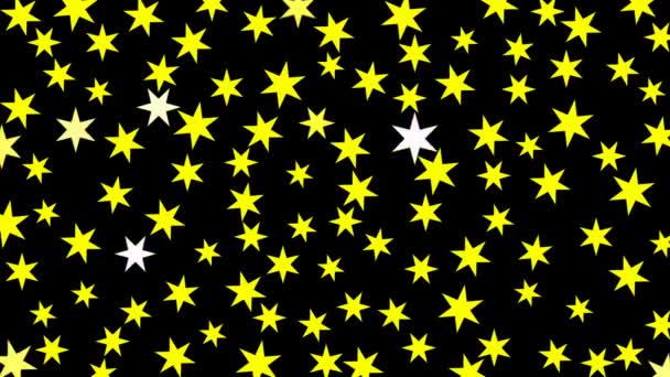 Stelle Gialle Animate Brillano Illustrazione Vettoriale Isolata Sullo Sfondo Nero — Video Stock