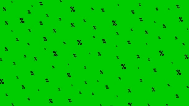 Κινούμενο Μαύρο Τοις Εκατό Πέφτει Εικονογράφηση Διανύσματος Απομονωμένη Στο Πράσινο — Αρχείο Βίντεο