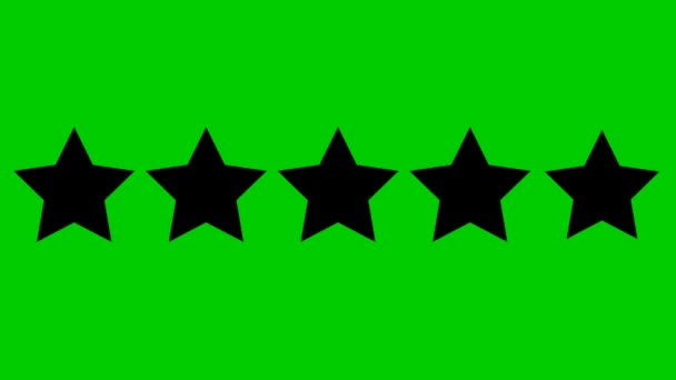 Animated Five Black Stars Customer Product Rating Review Ilustración Plana — Vídeos de Stock