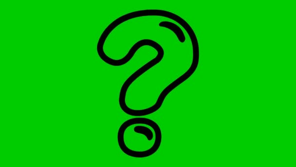 質問マークのアニメーションラインシンボル ループビデオだ 緑の背景に独立したベクトル図 — ストック動画