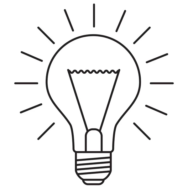 Ampulün sembolü. Fikir ve yaratıcılık kavramı. Çizgi vektör çizimi beyaz arkaplanda izole edildi.