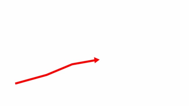 Animated Financial Red Growth Chart Trend Line Graph Growth Bar — Stock Video
