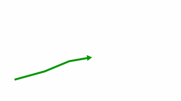 动画金融绿色增长图与趋势线路图 经济增长条形图 在白色背景上孤立的向量图 — 图库视频影像