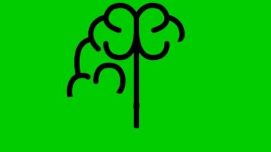 Beynin animasyon sembolü. Simge yavaş yavaş çizilir. Döngülü video. Fikir ve yaratıcılık kavramı. Çizgi vektör çizimi beyaz arkaplanda izole edildi.