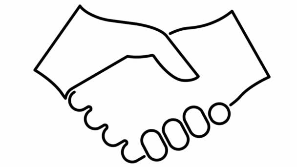 Анимационная Иконка Рукопожатия Концепция Сделки Соглашения Партнерства Векторная Линейная Иллюстрация — стоковое видео
