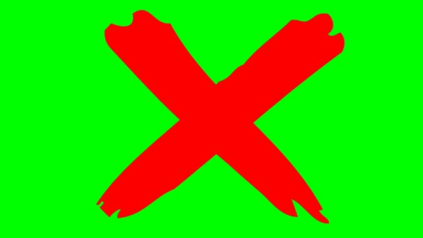 Aparece Cruz Roja Dibujada Mano Animada Concepto Prohibición Ilustración Aislada — Vídeo de stock
