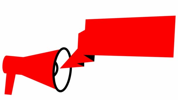 Анимированный Символ Красного Мегафона Знаменем Цикл Видео Копировальным Пространством Концепция — стоковое видео