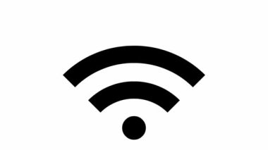 Wi-Fi 'ın animasyon siyah ikonu. Döngülü video. Vektör illüstrasyonu beyaz arkaplanda izole edildi.