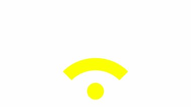 Wi-Fi 'ın animasyon sarı simgesi. Döngülü video. Vektör illüstrasyonu beyaz arkaplanda izole edildi.