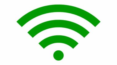 Wi-Fi 'ın canlandırılmış yeşil simgesi. Döngülü video. Vektör illüstrasyonu beyaz arkaplanda izole edildi.