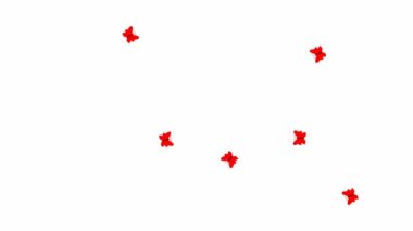 Animasyon kırmızı kelebekler uçar. Vektör illüstrasyonu yeşil arkaplanda izole edildi.