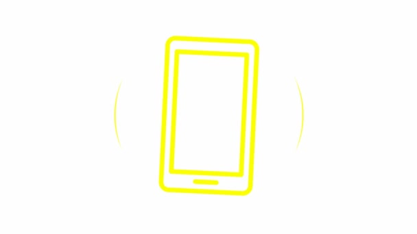 Icône Ligne Jaune Animée Mobile Symbole Smartphone Concept Communication Vidéo — Video