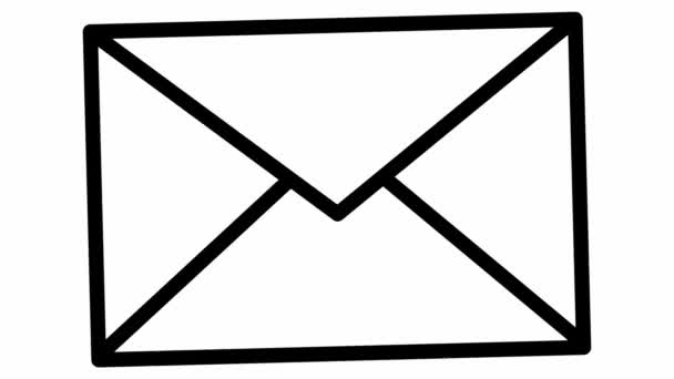 エンベロープのアニメーションブラックラインアイコン 電子メールのシンボル コミュニケーション メール メッセージ 手紙の概念 ループビデオだ 白を基調としたベクトルイラスト — ストック動画