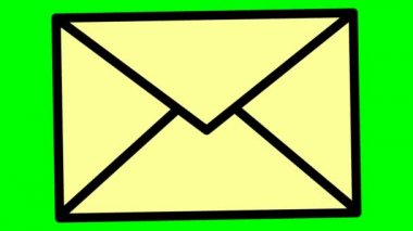 Zarfın canlandırılmış bej simgesi. E-posta karışımının sembolü. İletişim kavramı, posta, posta, mesaj, mektup. Döngülü video. Vektör illüstrasyonu yeşil arkaplanda izole edildi.