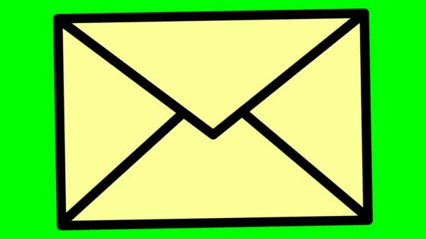 生动的米色信封图标 电子邮件的符号摇动着 沟通的概念 循环视频 在绿色背景上孤立的向量图 — 图库视频影像
