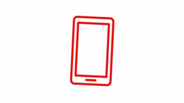 Mobil hareketin kırmızı çizgi simgesi. Akıllı telefonun sembolü bu. İletişim kavramı. Döngülü video. Vektör illüstrasyonu beyaz arkaplanda izole edildi.