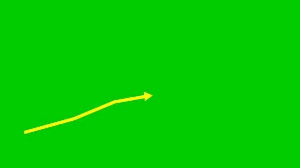 トレンドライングラフとアニメーション金融黄色の成長チャート 経済の成長バーチャート 緑の背景に独立したベクトル図 — ストック動画
