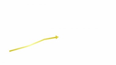 Moda çizgisi grafikli animasyon finansal altın büyüme grafiği. Ekonominin büyüme çizelgesi. Vektör illüstrasyonu beyaz arkaplanda izole edildi.