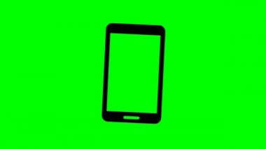 Mobil hareketin animasyon siyah simgesi. Akıllı telefonun sembolü bu. İletişim kavramı. Döngülü video. Vektör illüstrasyonu yeşil arkaplanda izole edildi.