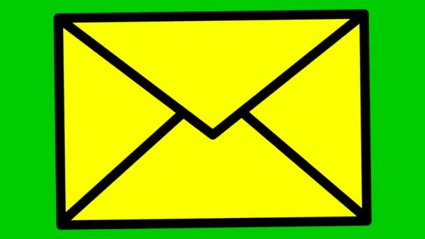 Icono Amarillo Animado Sobre Símbolo Mail Concepto Comunicación Correo Correo — Vídeos de Stock