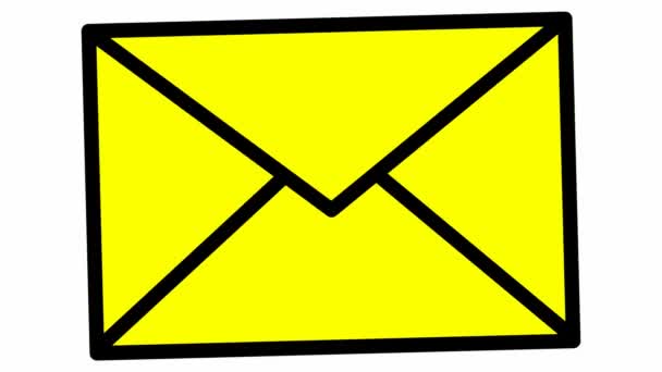 Κινούμενο Κίτρινο Εικονίδιο Του Φακέλου Σύμβολο Του Mail Αντίληψη Επικοινωνίας — Αρχείο Βίντεο