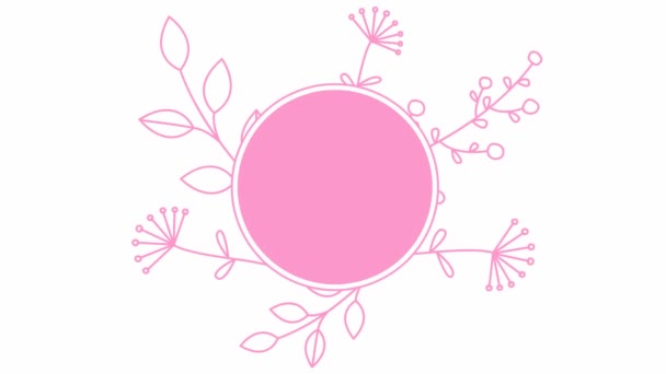 Animated Abstract Modern Banner Pink Branch Leaf Flower Circle Black — Stock Video