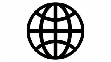 Dünyanın animasyon simgesi. Gezegenin çizgi siyah sembolü. Ağ, ağ, internet kavramı. Beyaz arkaplanda izole edilmiş vektör illüstrasyonu.