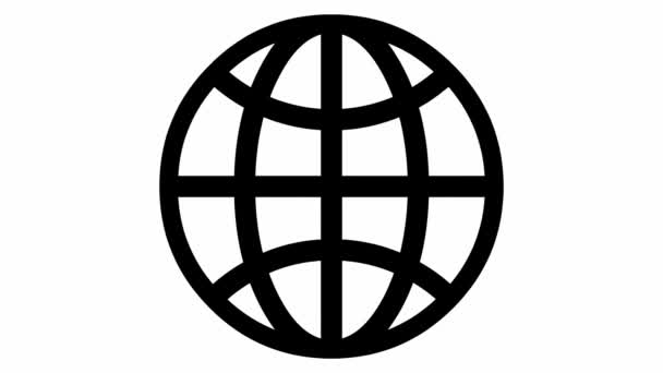 Animierte Ikone des Globus. Linie schwarzes Symbol des Planeten. Konzept von Netz, Web, Internet. Vektor-Illustration isoliert auf weißem Hintergrund.