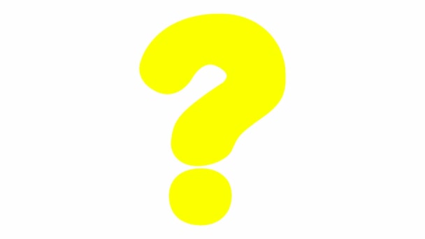 Смешной Желтый Символ Вопросительного Знака Зацикленное Видео Векторная Иллюстрация Белом — стоковое видео