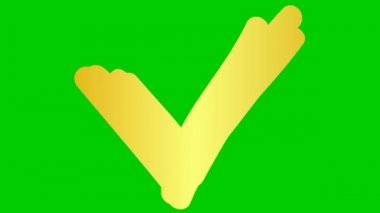 İşaretli işaretli altın renkli animasyon. Elle çizilmiş sembol. Vektör illüstrasyonu yeşil arkaplanda izole edildi.